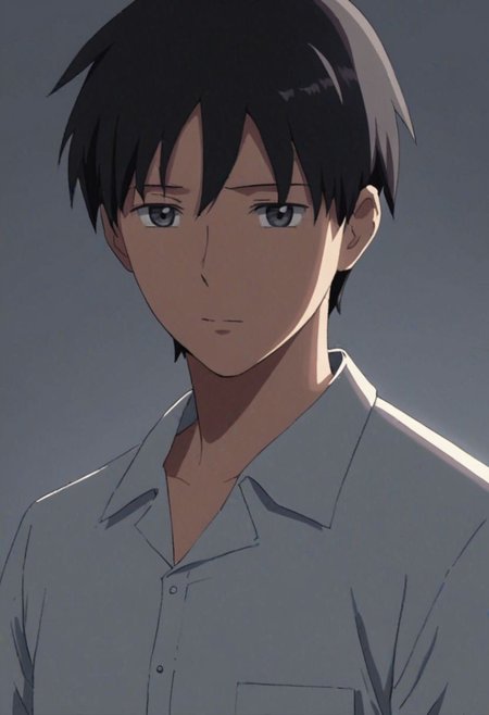 Highres, Masterpiece, High Quality, 4K, 8K, solo, 1Boy, Takaki Toono, adult, black hair, short hair, Shirt, passport_photo_style, looking at viewer, focused gaze forward, plain background, straight body, head upright, easynegative, detailed_eye_model