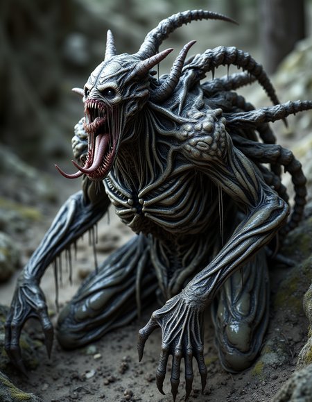 <lora:monster_flux:1>,full body photography of horrifying monster,