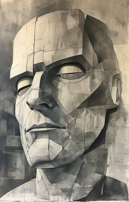 masterpiece,best quality,<lora:tbh133-sdxl:0.85>,portrait of Iron Man,drawing,style of Raymond Duchamp-Villon,sculpture,