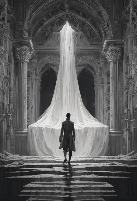 ((depressed boy in white cloth looking up. deep dark blue eyes)), ((white skin and long body poor eyes)), ((porslain structure)), ((dark)), ((gothic)), ((dark theme)), ((style)), ((Cine)), ((vibrant colors)), ((vivid colors)), ((detailed backgrounds)), ((detailed landscape)), ((cinematic lighting)), ((perspective and depth)), ((shades)), ((reflections)), depressed boy in white cloth looking up. deep dark blue eyes, white skin and long body poor eyes, porslain structure, dark, gothic, dark theme, style, Cine, vibrant colors, vivid colors, detailed backgrounds, detailed landscape, cinematic lighting, perspective and depth, shades, reflections