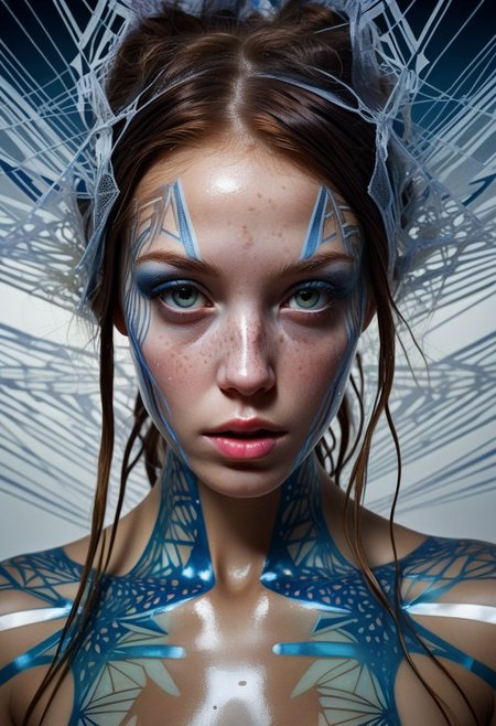 mysterious face with freckles, an exotic girl in tape clothing, fading background, alluring goddess, blacktapeprojekt, by Minjae Lee, Carne Griffiths, Emily Kell, Steve McCurry, Geoffroy Thoorens, Aaron Horkey, Jordan Grimmer, Greg Rutkowski, amazing depth, double exposure, surreal, geometric patterns, intricately detailed, bokeh,  perfect balanced, deep fine borders, artistic photorealism , smooth,  great masterwork by Suiras  <lora:add-detail-xl:2>  <lora:Double_Exposure:0.5>