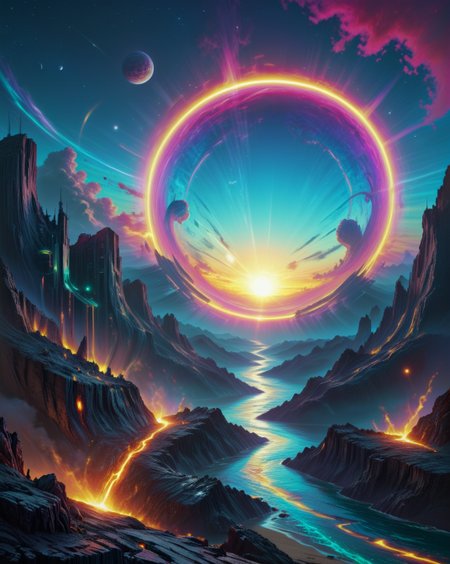 dark fantasy Nautical twilight where horizon dissolves into quantum superposition,Space sunrise: Orbital terminator revealing Earth's curvature in neon bands,
random party of adventurers in landcscape,
 <lora:ral-dark-fantasy-il:0.7>,dark fantasy,
<lora:extremely_detailed:0.7> extremely detailed,
<lora:DetailMaximizer:0.3>,
 <lora:Dream Scenery XL:0.3> Dream Scenery,
<lora:add-detail-xl:0.7>,
detailxl
