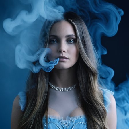 <lora:add-detail-xl:1>
<lora:detailed:0.3>
<lora:perfection style:0.3>
<lora:xl_more_art-full_v1:0.3>
 <lora:Donnie Darko film style:1>
a blue smoke photograph of a bunny 's face,1girl,solo,long hair,dress,very long hair,monochrome,wings,gradient,gradient background,blue theme , cinematic, film, Donnie Darko film style