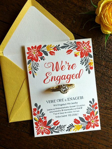 Invitation. "We're engaged!"
