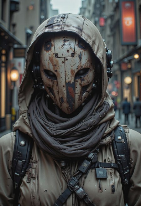 A desolate Slender apoclypse Robot, Upper Body Shot, high Quality, perfect essembled, Closeup of The head, intricate mechanical Details