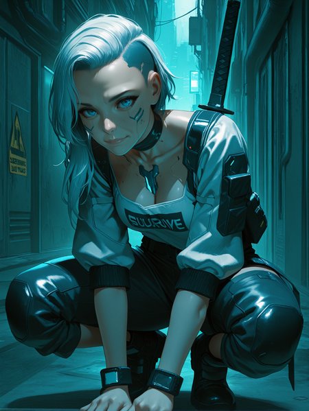 masterpiece, best quality, amazing quality, very aesthetic, absurdres, newest,
<lora:ILCyberRogueOld:1.0>
CyberRogueOld, 1girl, white hair, asymmetrical hair, blue eyes, looking at viewer, cyberpunk, A deserted industrial district, crouching in cover with her katana drawn, preparing to ambush a group of armed thugs.