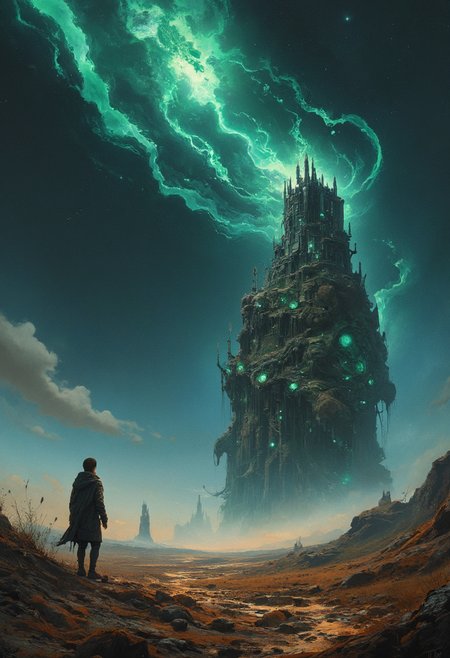 inspired by the cover of the novel The Little Prince, replica of the "Isle of the dead" of Arnold Böcklin of the future. Futuristic Blade Runner style. extremely photorealistic