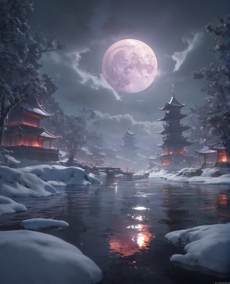 <lora:bloodmoonXL-step00000250:0.9>,bldmoon,apple,On Thin Ice,ominous full moon,cinematic,oriental,realistic,ultra detailed,ray tracing,cloudy sky,octane render,intricate,cinematic,oriental,glowing features,masterpiece,hyper realistic reflections,50nm dof,bokeh,realistic,sharp focus,ultra detailed,8k,uhd,surging power,high resolution,trending on artstation and deviantart,featured,style of __fantasy-artist__ and Harue Koga and urban fantasy