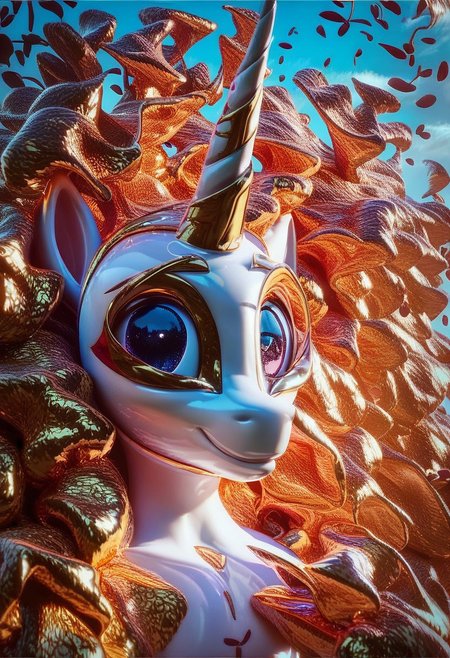 pmg style, score_9, score_8_up, score_7_up, score_6_up, score_8_up,magical mystical glowing iridescent (unicorn:1.5), extremely detailed,  theme adherence, wittiness, humor, aesthetic appeal, and engagement metrics, cute, full shot