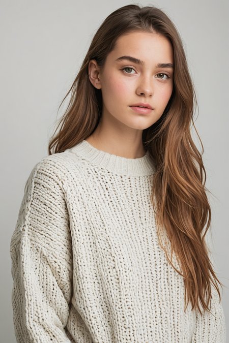 1girl,24yo,sweater,white background