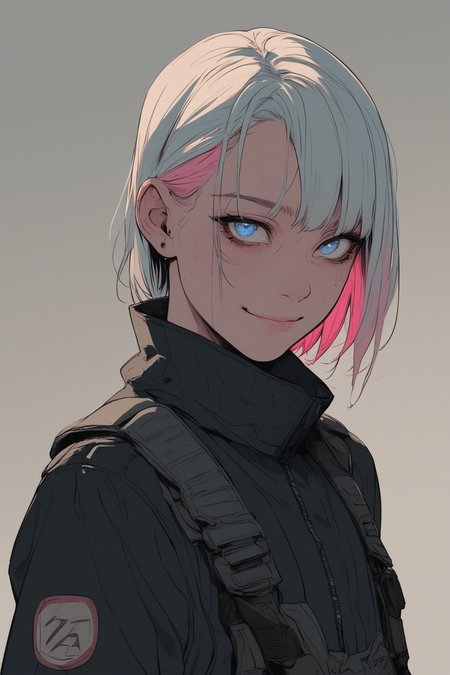 score_9, score_8_up, score_7_up, score_6_up, score_5_up, score_4_up, cowboy shot, androgynous, blue eyes, smile, dimples, BREAK colored hair, white, pink, BREAK sinozick style, <lora:Sinozick_Style_XL_Pony:.7> <lora:mfcgXL:.2> <lora:detail_eyes:.25>