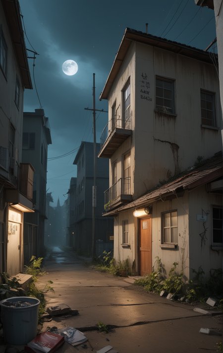 dystopian style,score_9, score_8_up, score_7_up, score_6_up, 8k, masterpiece, absurdres, highly detailed, extra details, 
<lora:SDXLFaeTastic2400:0.8> <lora:hyperkraximalism_v1-1:0.3> <lora:WowifierXL-V2:0.6> <lora:Hyper-SD15-12steps-CFG-lora:0.6>
narrow alley, messy, residential buildings, brutalism, houses are built from individual modules stacked on top of each other, plants on the balconies, tokyo, from below, night, scenery lit by street-lights
passengers, wrecked cars, run-down area, graffiti, reflektions, caustics
 zPDXL zPDXL2 , clean lines, geometric shapes, bleak, post-apocalyptic, somber, dramatic,