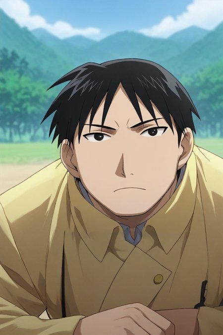 score_9, score_8_up, score_7_up, source_anime, rating_safe, , , looking at viewer, depth of field, 1boy, solo, male focus, <lora:roy_mustang_pony:0.96>, roy_mustang, black hair, black eyes, rule of thirds, death valley, noon, lying, on stomach, relaxed, , cloche hat, <lora:sdxl_lightning_8step_lora:1>