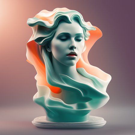 statue of beautiful woman,  bubbles floating,art by FloralMarble-300, water flow hyperfluid