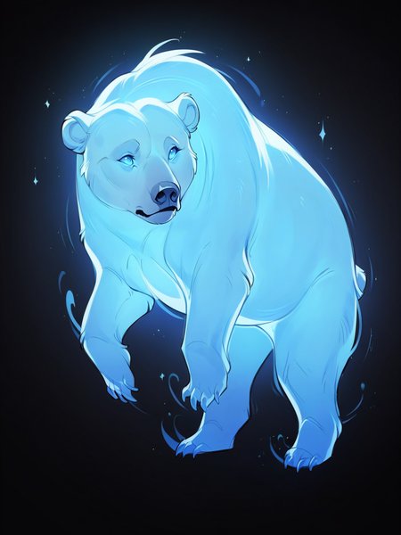 score_9, score_8_up, score_7_up, score_6_up, score_5_up,  <lora:p4tr0nusXLP:1> p4tr0nus, no humans, glowing, black background, blue theme, bear, feral