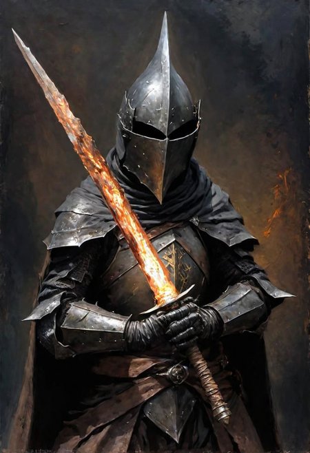 videogame art of profane (((Abyss Watchers)))
wearing (ragged, brigand, holding a giant metal flame shaped sword,  leather tunic, metal plates and cloth, pointy shaped helmet, sewn together), gothic, legion,  by Jean-Baptiste Monge and Nicola Samori, Nazgul from lord of the rings, coif leather, holding a parchment script scroll
