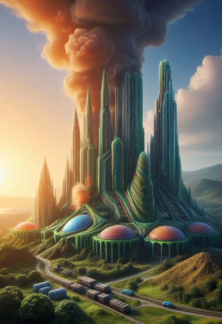 dawn, factory,  
score_9, score_8_up, score_7_up, score_6_up, score_5_up, score_4_up, UHD, 8K, masterpiece, detailed, ultra_high_resolution, lots of detail, OverallDetailXL, detailxl, Sci-fi Environments, epiCPhotoGasm-colorfulPhoto. style-empire, colorful style, <lora:aidmaCandyWorldMorph-MoreRealistic-v0.1:2.8>, candy.
