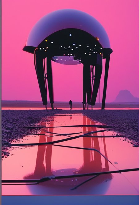 (Color resplendent analog photographic visual metaphor picturing civilization as Cybernetic Technocratic arbitrary purgatory)(evocative depth of field)(absolute sharpness)(true black point)(art of irony)(relativistic gradients)
<lora:LCM-LoRA-XL_V1:0.21>
<lora:SDXLHighDetail_v5:0.3>
<lora:MJ52:.6> 
<lora:JuggerCineXL2:.6>