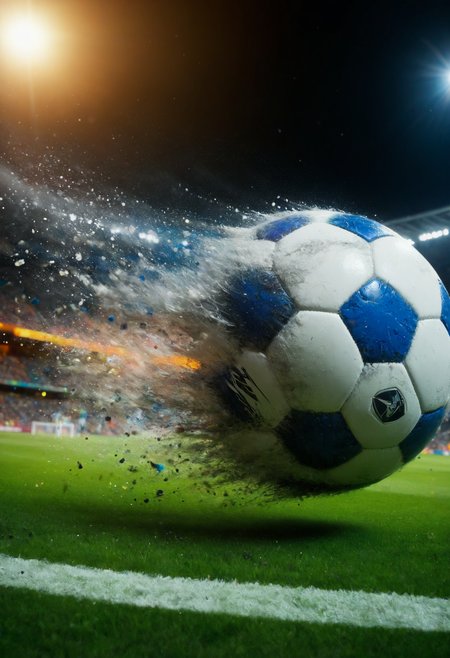 closeup of a soccer ball in motion made of ral-vlntxplzn and ral-dissolve, motion blur, crowded soccer stadium background, bokeh, masterpiece, 4k, hdr, ultra realistic, very detailed, canon 5d, <lora:ral-vlntxplzn:1>, 
<lora:add-detail-xl:1.5>, <lora:ral-dissolve:1>