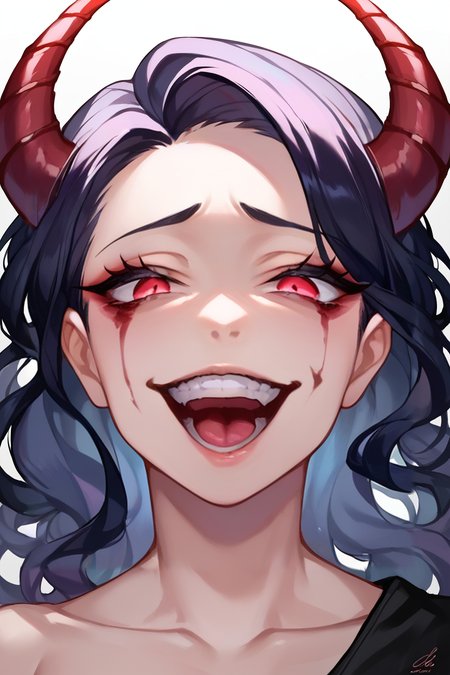 zPDXL,  <lora:Concept_Gesugao:1>, 1girl, gesugao, parted lips, evil smile,face focus, open mouth,