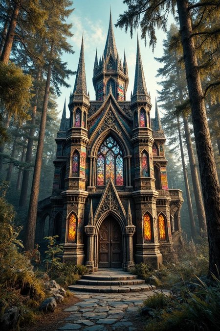 <lora:DonM_-_Black_Ice_Flux-000011.safetensors:1>
Step into a realm that feels like a cherished memory, where the air is thick with the warmth of sunlight and the gentle hum of the past. The fairy-tale castle, now a relic of a bygone era, stands proud with its multicolored striped facade, a tapestry of yellow, red, blue, pink, and green. Each stripe tells a story, evoking the vibrant hues of a childhood filled with wonder and imagination. The castle's three spires, adorned with intricate carvings, reach towards the sky, as if yearning to touch the heavens of yesteryear.
The grand arched entrance, flanked by stone gargoyles that have stood the test of time, beckons you to step into a world of nostalgia. The stained glass windows, now slightly weathered, cast a soft, kaleidoscopic light that dances on the ancient stone floors, a reminder of the countless fairy tales and dreams that have been whispered within these walls.
Surrounded by a serene forest, the castle sits among towering trees whose leaves rustle with the whispers of the past. The gentle twilight casts a golden glow, enveloping the scene in a nostalgic haze. The forest floor, carpeted with moss and wildflowers, invites you to wander and explore, each step a journey back to a time of innocence and magic.
This enchanted place, captured with the clarity of a Nikon D7500, serves as a perfect backdrop for photoshoots, weddings, and creative projects that seek to reclaim the beauty and innocence of a bygone era. It is a portal to a time when the world was filled with wonder, and every moment was a masterpiece waiting to be discovered.