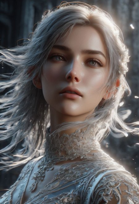 Graphics Unreal Engine 5, 3D Modeling,3D Blender, fullbody a Character woman,showhot, ultra hdr, ghostly beauty, windy, raw photo, reflection, lighting, intricately detailed, digital art, fantastic art, high detail, 4k resolution, dynamic motion blur, lens flares
