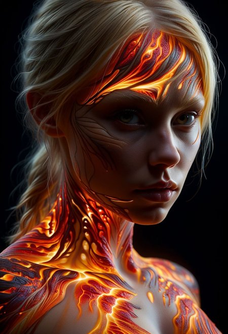 Close-up face, mysterious silhouette of a nordic blonde woman ral-lava clothing, backlit, alluring goddess, by Minjae Lee, Carne Griffiths, Emily Kell, Steve McCurry, Geoffroy Thoorens, Aaron Horkey, Jordan Grimmer, Greg Rutkowski, amazing depth, double exposure, surreal, geometric patterns, intricately detailed, bokeh,  perfect balanced, deep fine borders, artistic photorealism , smooth,  great masterwork by Suiras  <lora:add-detail-xl:2>  <lora:Double_Exposure:0.5>