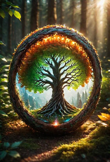 onoff, a photo of a (beautiful:1.2) Yggdrasil, colorful, glowing, ultra detailed, well defined bark and leaves masterpiece <lora:onoff4:1>