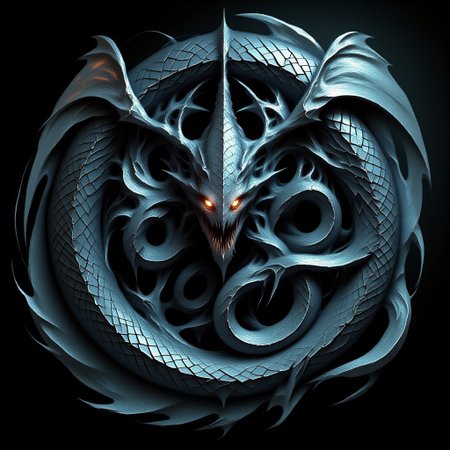 a flying snake, a creature born of dark legends and ancient nightmares. Its elongated body, covered in scales that glisten like polished obsidian, moves with a fluid grace, reflecting faint, eerie glimmers of light that give it an almost ethereal glow.
The snake's wings, leathery and vast, stretch out in stark contrast to its slender, serpentine form. These powerful appendages beat with a whispering, deathly rhythm, propelling the creature effortlessly through the air. Each wing stroke sends a shiver of dread through the forest, as though the very wind fears this beast.
Its eyes are twin orbs of molten gold, burning with an intense, malevolent light. They survey the surroundings with a predatory intelligence, calculating and cold, seeking out the next victim with merciless precision. When it spots its prey, the snake coils in mid-air, a display of impossible agility, before diving with terrifying speed.
As it descends, the creature’s mouth opens wide, revealing long, needle-like fangs that glisten with venom