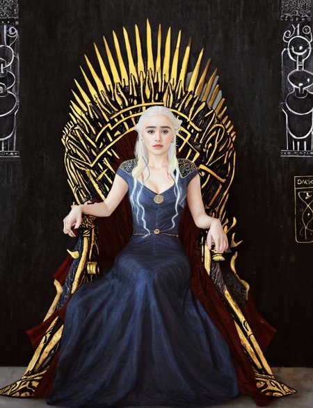 daenerys targaryen sat on the iron throne <lora:Gustav_Klimt_XL_kk:1> klimt