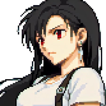 score_9, score_8_up, score_7_up, source_anime BREAK fegbaportraits, portrait, defTif, red eyes, black hair, low-tied long hair, earrings, white sports bra, black suspenders, white background, <lora:zs_FEGBAPortraitsXL:1> <lora:tifa-pdxl-nvwls-v1:0.8>