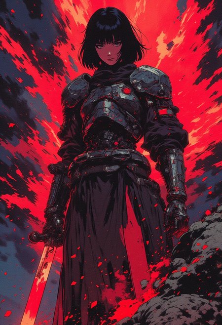 fantasy stylised illustration, anime style, cinematic composition, stunning, full body shot, masterpiece,best quality, close up dynamic model pose, (tall), perfect composition, 1girl, very pretty, attractive, (a surprise attack from above, a deadly assassin drops from hiding attacking with a deadly blade, she wears sleek inconspicuous fantasy assassin gear, she is sexy and attractive), emotional, intense, dark, gritty, heavily stylised, incredible, awe-inspiring, adventurer, short black raven straight hair, bangs, monster hunter style armor