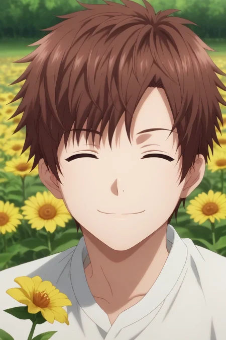 score_9, score_8_up, score_7_up, , rating_safe, intricate details, (photorealistic:0.6), looking at viewer, , 1boy, solo, male focus, <lora:itsuki_akazawa_pony:0.84>, itsuki_akazawa, brown hair, brown eyes, short hair, bangs, focused, flower field, flowers, indoors, victory pose, (closed eyes:1.2), smile, , <lora:sdxl_lightning_8step_lora:1>