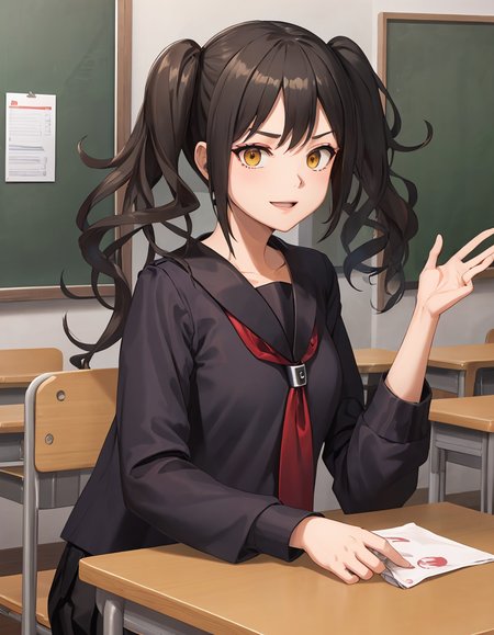 (extremely detailed CG unity 8k wallpaper),(masterpiece), (best quality), (ultra-detailed), (best illustration),(best shadow), (sharp eyeliner, eyeshadow, detailed eyes:1.2), classroom
BREAK
(scarecrowsangvisschool:1.2), smiling, waving, surgical mask, standing, furrowed brow
<lora:ScarecrowSangvis:1>