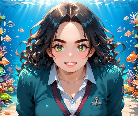 PonyScores7, source_anime, ah1, IllustriousQual, <lora:natsumi_style:0.5>, <lora:by_usakun-pony:0.4> by usakun, <lora:Akina_Bbw_Style_-_PonyXL:0.2> AkinBw
BREAK (Ground level, (from front), focus on feet)
BREAK 1girl, mature female, (round face:1.2), (thick eyebrows:1.3), (curvy), round-chin, caucasian, (plump face), <lora:Round_face:0.2>, <lora:ETO_OCPonyXL:0.3> eto_oc, skindentation, (plump), thick thighs, wide hips, busty, voluptuous, lips, <lora:venus body PonyXL:0.3>, <lora:shinyskin2:0.2> glistening skin
BREAK  (curly hair), long hair, (black hair:1.4), (parted hair:1.7), messy hair, kinky curls, <lora:hairdetailpxl:0.2> hairdetailpxl
BREAK (half green and brown eyes), (colorful eyes), (multicolored eyes), (downturned eyes:1.4), <lora:expressive eyes:0.2> expressive eyes, <lora:eyedetailpxl:0.2> eyedetailpxl, <lora:Eyes_High_Definition:0.2> EyesHD
BREAK ((Hateful, clenched teeth)),  <lora:Expressive_H:0.2> Expressiveh, <lora:Emotional_Anime_Expressions_PonyXL_Concept:0.2> emotional, <lora:Best_Facial_Expression_LoRA_PONY:0.2>, looking at viewer, <lora:Detailed expressive EXEV style -XL Pony V1.0:0.2> FaceDetail
BREAK ((arm_at_side))
BREAK Aqua Green coach, dressed in athletic wear with a whistle around their neck and a clipboard in hand
BREAK (((a vibrant coral reef, teeming with colorful corals, swaying sea anemones, schools of fish, sunlight filtering through the water)))
BREAK <lora:xl_more_art-full_v1:0.2>, <lora:aesthetic_anime_v1s:0.2>, <lora:EpicF4nta5yXL:0.2>, <lora:detailxl:0.2> detailxl, <lora:Fant5yP0ny:0.2>, best quality, amazing quality, best aesthetic, absurdres, illustration, Volumetric_Lighting, ultra-detailed, very aesthetic, intricate details, 8k, masterpiece, best_quality
BREAK Stable_Yogis_PDXL_Positives, AS-Adult, <lora:Complicated fantasy portrait - XL Pony V2.0:0.2>, bad-hands-5, <lora:HDA_Detailer:0.3>, HDA_FatGirlXL
