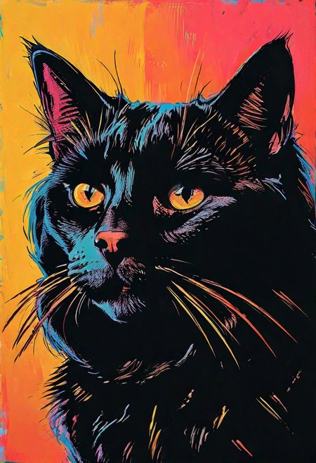 impactful color paint of, a Manx Cat, highly detailed, vibrant colors , 8k, sharp, professional, clear, high contrast, high saturated, , vivid deep blacks, crystal clear