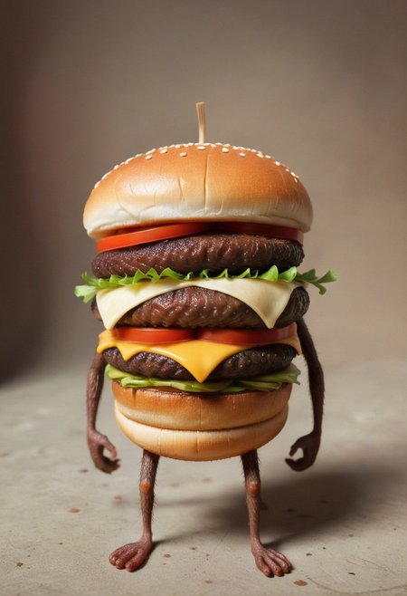 illustration, style of shaun tan, new McDonald burger: the McSpider, product shot, hairy legs art
zavy-cnmtc zavy-rmlght low-key