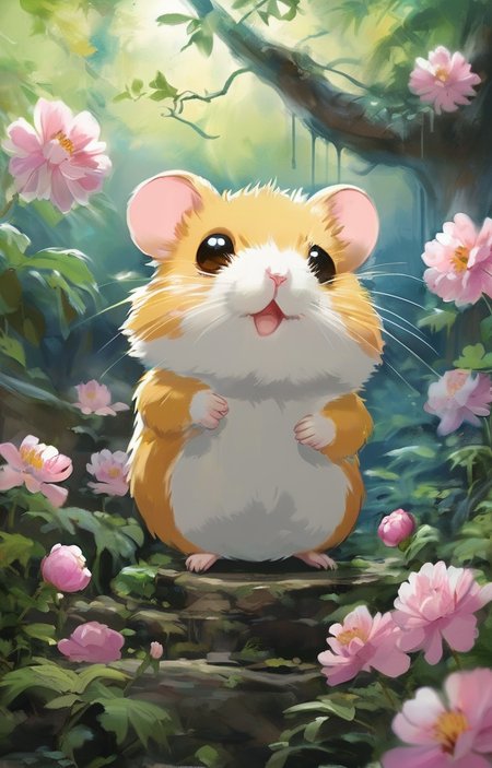 masterpiece,best quality,<lora:tbh253-sdxl:0.9>,illustration,style of Hamtaro decaying peonies