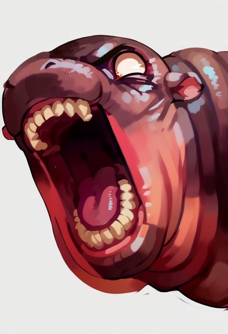 score_9, score_8_up, score_7_up, score_6_up, score_5_up,  <lora:Moo_DengXLP:0.9>, moo deng, hippo,  animal focus, white background, berserkscream. griffithscream. open mouth. teeth. scream. screaming. blank eyes