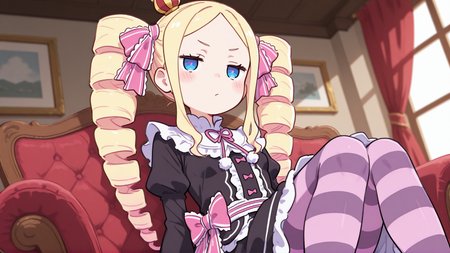 masterpiece, best quality, very detailed,
1 girl, Beatrice \(Re:Zero\), small breasts, maid outfit
Indoors, sitting,
 <lora:Artstyle__uwzoa_illustrious:1>