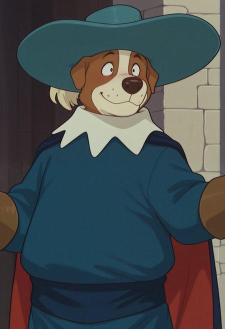 masterpiece, best quality, amazing quality, solo, 1boy, athosmh, blue shirt, cape, hat, smile, close-up