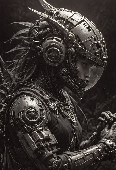 closeup portrait photo of an angry Cyborg Samurai, macro, a captivating vibrant dark capturing the essence of a cyborg Bedouin sorcerer in fight stance, defying expectations by conjuring a whimsical robot 'freak' from an oversized sedge hat. ethereal, smoky backdrop. throwing a translucent red/tanslucent vibrant orange-black, weapon, katana, holding katana, atmospheric haze, Film grain, cinematic film still, shallow depth of field, highly detailed, high budget, cinemascope, moody, epic, OverallDetail, gorgeous, 2000s vintage RAW photo, photorealistic, candid camera, color graded cinematic, eye catchlights, atmospheric lighting, skin pores, imperfections, natural, shallow dof,
seductive, nostalgic, gothic, by Yoji Shinkawa, Aaron Horkey, by Roger Dean, (professional, intricate details, masterpiece, best quality:1.5), Whimsical and Playful, imaginative, fantastical, bright colors, stylized,
In the depths of this nocturnal tableau lies the promise of exploration and discovery, where the spirit of the astronaut converges with the boundless possibilities of the cosmos. Though Earthbound for now, his spirit remains untethered, reaching out towards the distant stars with an unyielding resolve to explore, to discover, and to soar beyond the limits of imagination.