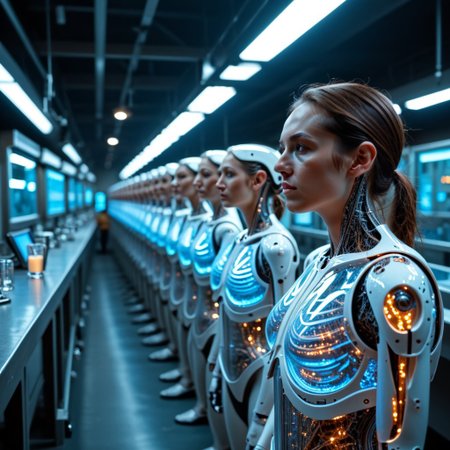 the most realistic, photorealistic photo ever taken [PORTRAIT SHOT, extremely detailed, 8k, BEAUTIFUL FEMALE ANDROID, IN A HIGH TECH FUTURISTIC LABORATORY, LEDS, BIOMECHANICAL BODY PARTS, (glass TRANSPARENT ULTRA DETAILED BODY shell:1.5) SHOWING blue and gold CIRCUITRY shining bright INSIDE THE BODY, Detailed hand, (DYNAMIC POSES :1.5), Detailed hand, Hand, Perfect hand ]