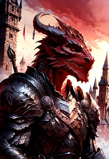 score_9, score_8_up, 8, score_7_up, score_6_up, solo,  massive dragonborn with strong armor, red scale dragonborn, in the cathedral , dutch angle, scale mail armor, 40 year old, FFAOR, dungeons and dragons,