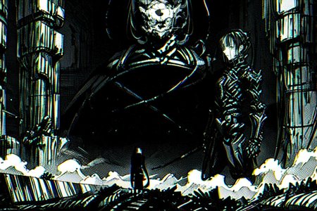 highly insanely detailed, masterpiece, top quality, best quality, highres, 4k, 8k, RAW photo, (very aesthetic, beautiful and aesthetic),  
tsutomu nihei,nihei_tsutomu,blame!,blame gakuen!,abara,TNstyle,sidonia_no_kishi,(megastructure in background),cables,tubes,industrial pipes,smoke,steam,fog,foggy,air conditioner,wire,tentacles,toha heavy industries,drainpipe,light particles,dome,gauna,gauna mech,machinery,walkway,concrete walls,metal walls,bones,dark sky,black sky,letterboxed,lantern,buildings,clouds,star \(sky\),starry sky,bridge,ventilation fan,ventilation shaft,dystopia,destroyed,biomachine,bioluminescence,blm,open space,decrepit,dark background,vast scenery,perspective,flock,futuristic,cyberpunk,empty,science fiction,no human, 
<lora:ABARA:0.8>, 
(1girl:1.3), 
solo focus, 
pure black background,pure cyan background,pure white background,(colored geometric background,colored fractal background),âââ