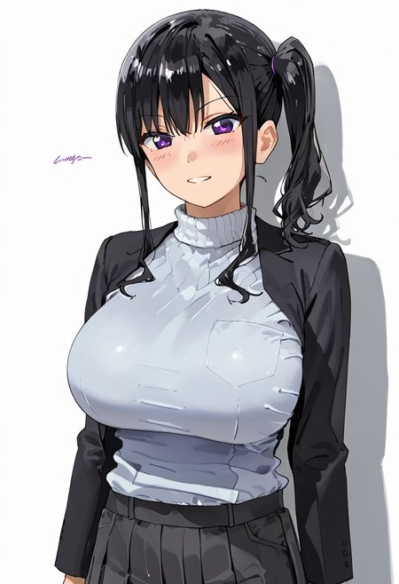 kadlystyl , sasaki miyuki\(kaedeko\), Big breasts, Black hair, left side head ponytail, violet eyes