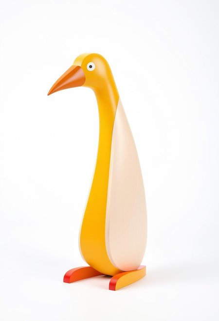 (expert craftsmanship:1.8), (high resolution, product photography, photo studio background:1.2), (modern wooden toy animal, avian creature:1.8), (fine wood, realistic wood material:1.5), (simple form, abstract form, multiple parts:1.9), (finely crafted parts, simple shape, elegant shape, ambiguous shape, stout shape, innocent shape:1.4), (comfortable, playful, friendly:1.5), (tall, lanky, whimsical:1.7), (Bauhaus Design aesthetic:1.7)