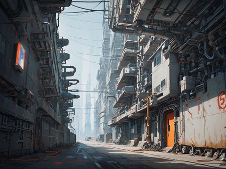 score_9, score_8_up, score_7_up, 
masterpiece,high detail,
 <lora:gits_style:0.8>,
gits95, no humans, scenery, cable, science fiction, industrial pipe, door, indoors