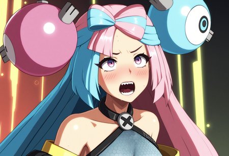 <lora:Hyper-SDXL-8steps-lora:1> <lora:Fixhands_anime_bdsqlsz_V1:1> zPDXL2, score_9, score_8_up, score_7_up, source_anime, intricate details, perfect anatomy BREAK
1girl, 
iono \(pokemon\), (pokemon:0.8), character hair ornament, pink eyes, 
ggxrd-stimulating-fists-of-annihilation, 
<lora:GGXrd-stimulating-fists-of-annihilation_XL(pony)v10:1>