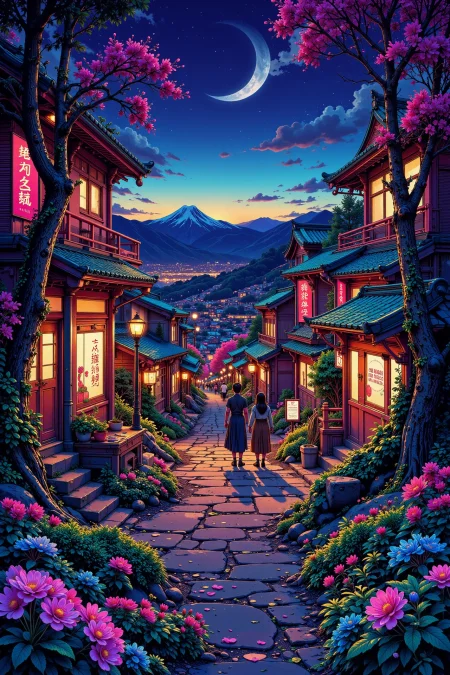 izakaya beautiful  landscape, evening, woman, very intricate, very detailed, sharp, bright, colorful, <lora:Hand v2:0.5> <lora:Anti-Blur:1><lora:Insane Detail Slider:0.25>  <lora:flux.1_lora_flyway_Epic-detail_v2:0.3> <lora:fluxenhancer:0.25> <lora:ck-Neon-Retrowave:0.4> ck-rw, in the style of ck-rw,  <lora:Neurocore Anime Cyberpunk:0.8> A digital artwork in the style of cknc
